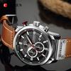 Curren 8291 Men's Multifunctional Leather Strap Watch with Six-Hand Calendar and Large Dial