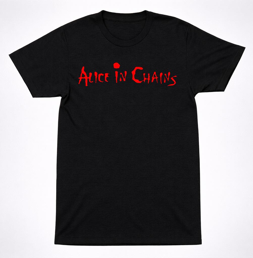 Alice In Chains Logo Shirt Grunge Metal Band Red Text Black T-Shirt S разноцветный