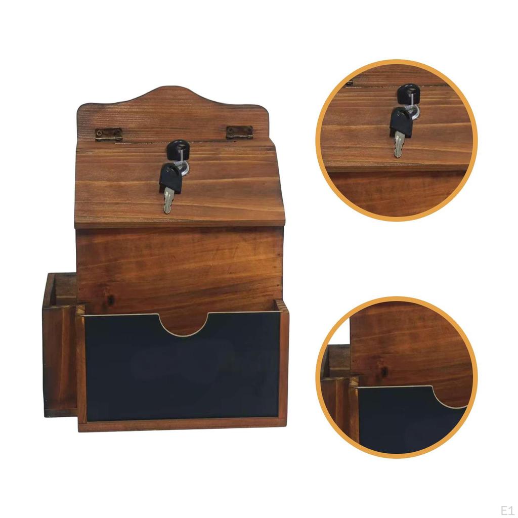 Wall Mount Mailbox Secured Postbox Multipurpose Wooden Easy To Install Deposit Drop Box Donation