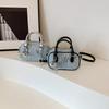 IELGY Korean Style Denim Sequined Portable Bowling Bag Contrast Color One-Shoulder Messenger Small Square Bag
