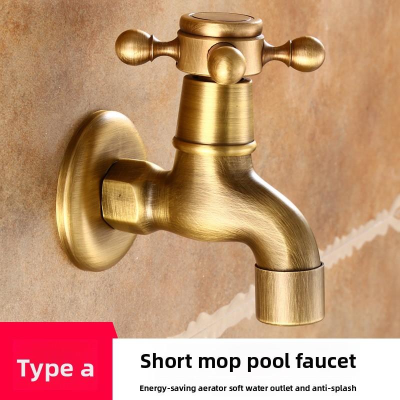 Vintage Solid Brass Jednouchwytowy kran do pralki ścienny kran wodny