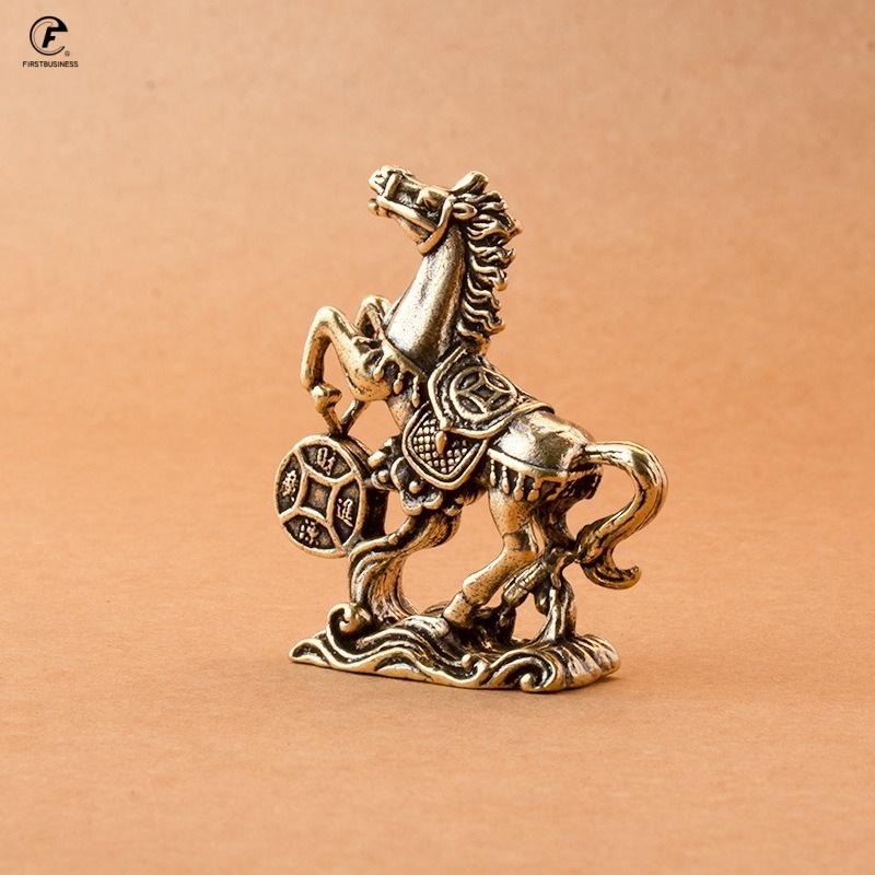 52g Brass Horse Step On Coins Lucky Statue Feng Shui Desk Miniatures Pure Copper Crafts Collections china Home Office Figurines