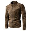 Tie-dye washed men's leather jacket, new European and American retro matte motorcycle biker high-end leather jacket and jacket
