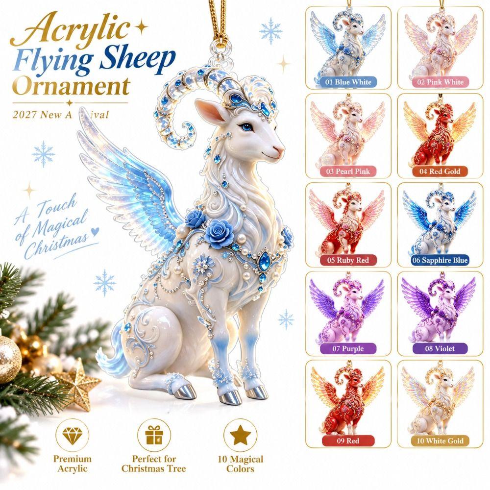 New 2D Flat Goat Hanging Ornament Shining Artificial Rhinestone Goat Pendant Simulation Acrylic Zodiac Goat Souvenir Bag Charms