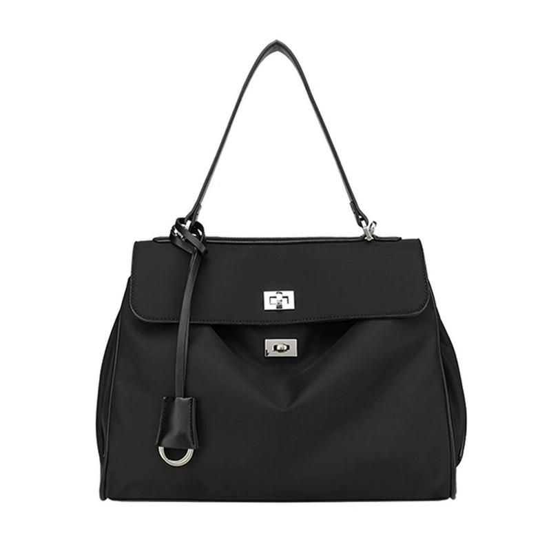 Black Oxford Cloth Commuter Tote Bag Women's Bag Large Capacity Kelly Bag Versatile Portable Messenger Briefcase
