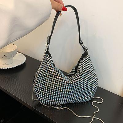 Ladies Handbag Bright Diamond Shoulder Bag Women Chains Crossbody Bag Luxury Rhinestone Messenger Bag Luxury Lady Armpit Handbag Daily Totes