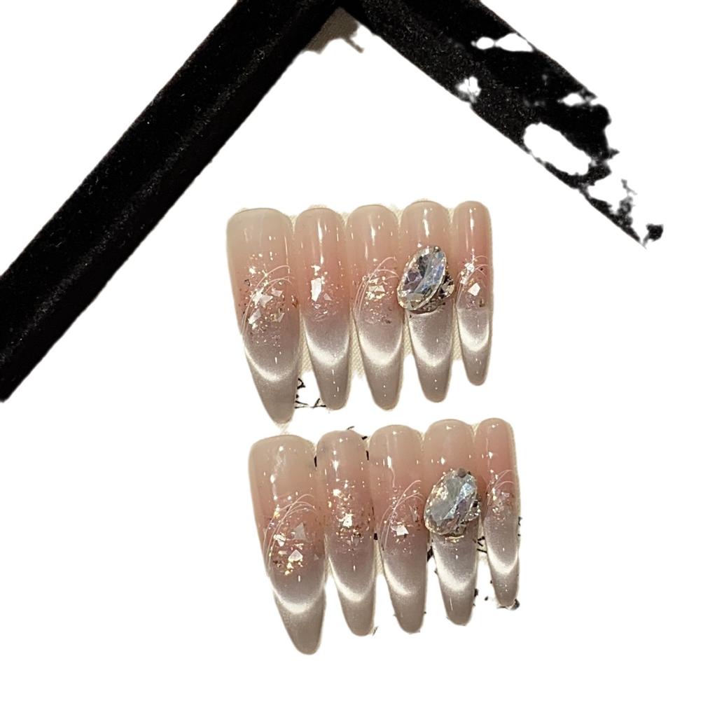 Ice-transparent Gradient Smile Cat Eye Sequins Piled with Round Diamond Moon God Favorable Detachable Wearable Armor