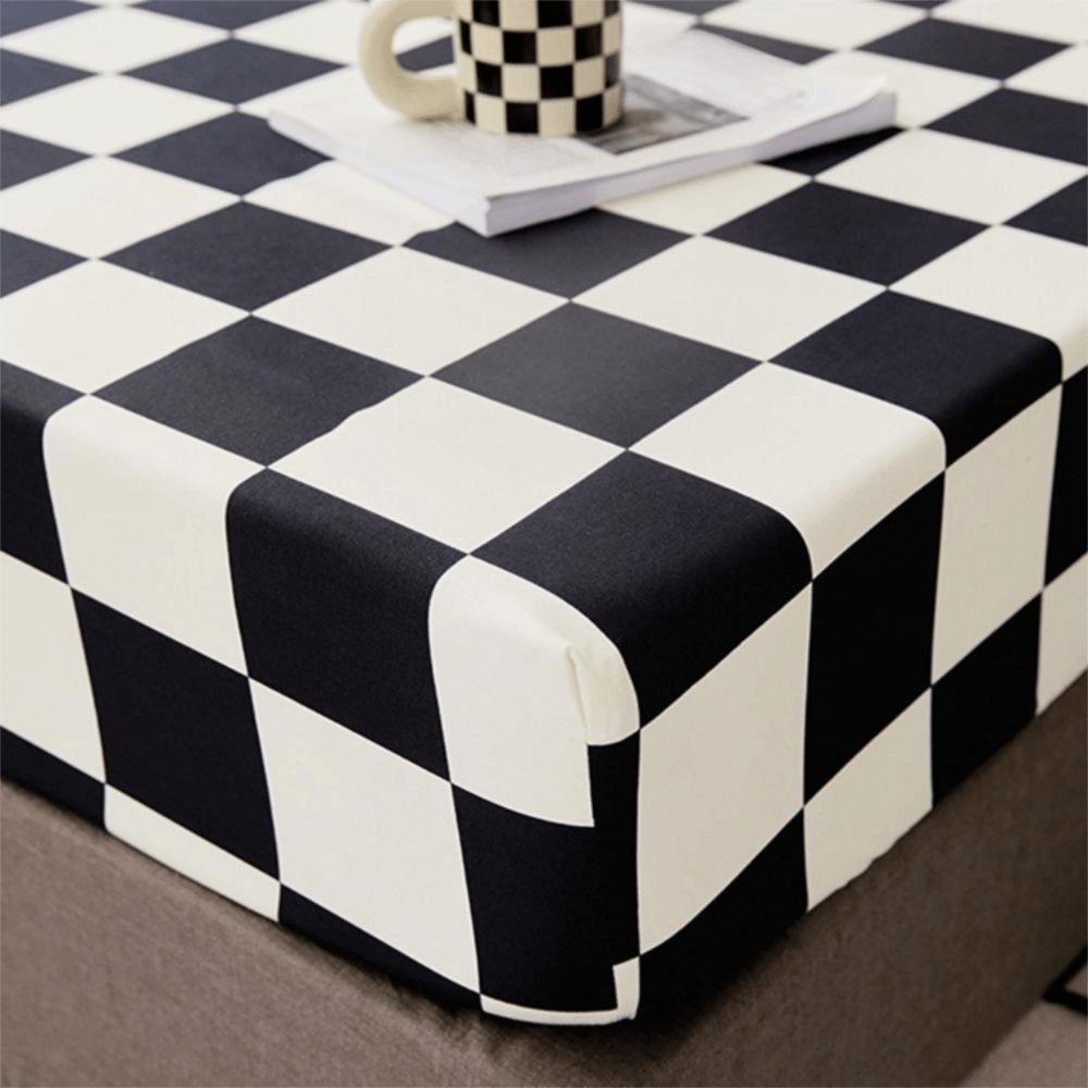 Checkered Pattern Fitted Bed Sheet Elastic Band Breathable Mattress Cover All-inclusive Washable Mattress Protector Single Bed