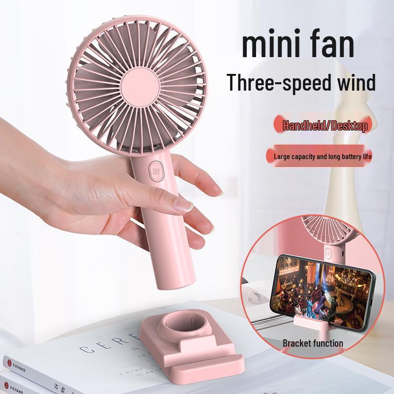 Portable Rechargeable Mini Fan with Colorful Lights, Foldable Design, and Optional Logo Printing