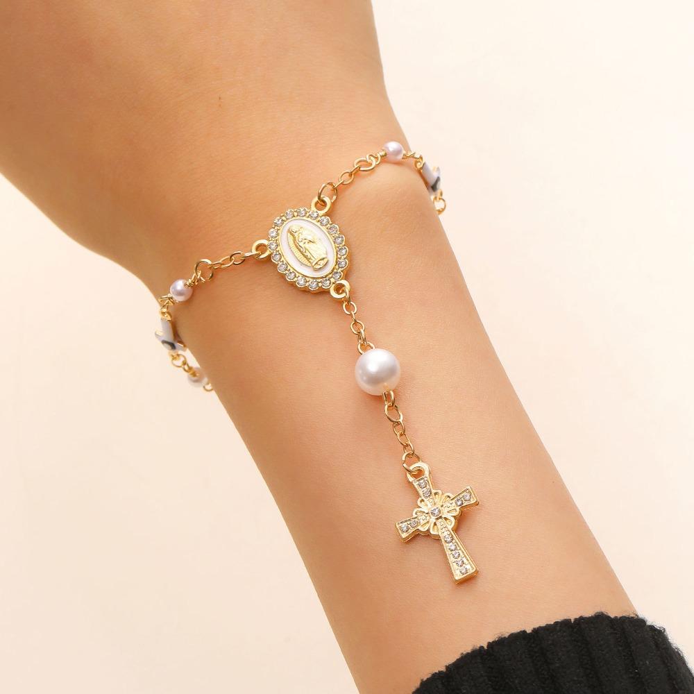 Adjustable Women's Hand Bracelet Bangle Prayer Bracelet Cross Pendant Bracelet Hand Accessory