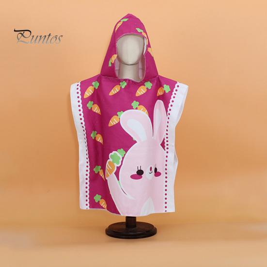Children Bath Towel Cartoon Printing Kids Beadch Hooded Bath Wrap Poncho Quick-drying Super Absorbent Swimming Towel Windproof Wearable Towel Toddler