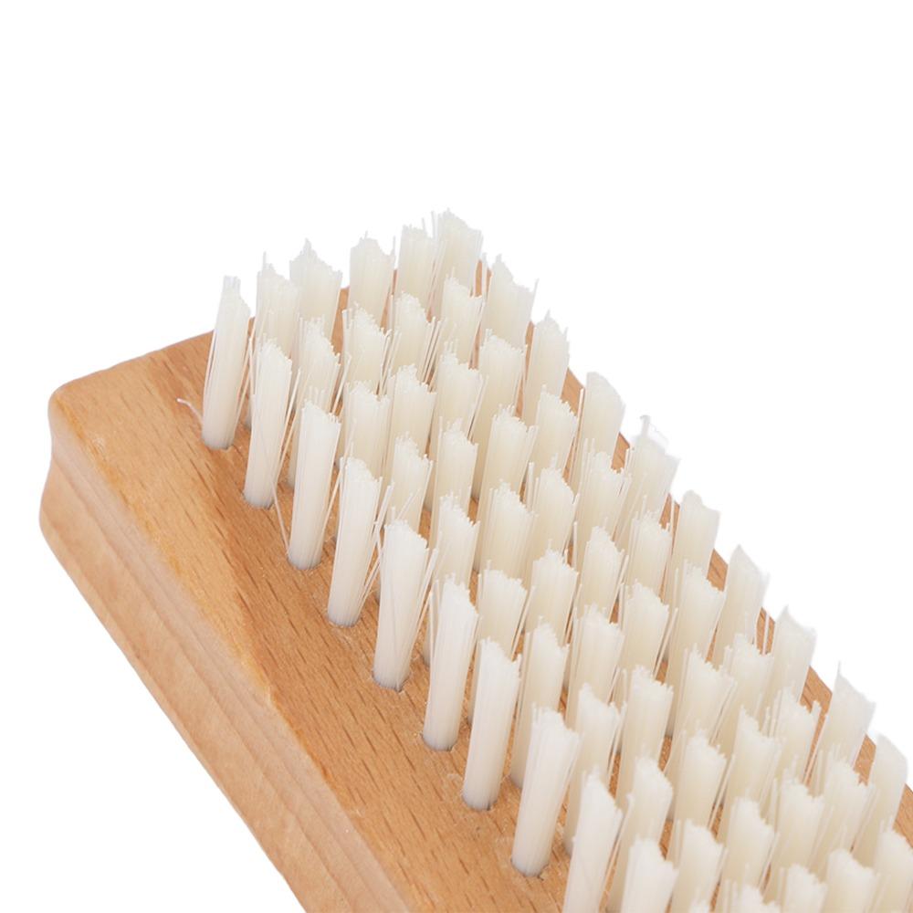 Wooden Handle Double Sided Nail Brush Nylon Bristles Cuticle Cleaning Brush Manicure Pedicure Care