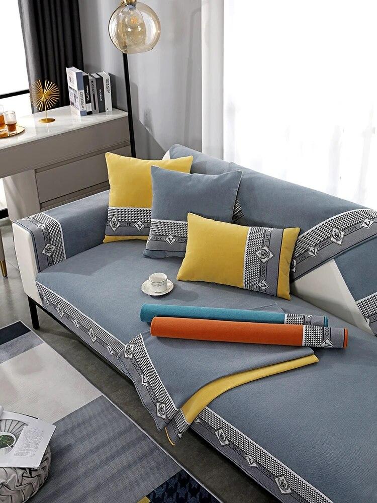 Chenille-Sofa-Kissenbezug, vier Jahreszeiten, universell, rutschfest, Sofabezug, Bezug, universeller Bezug, Stoff, Handtuch, Armlehne, Handtuch