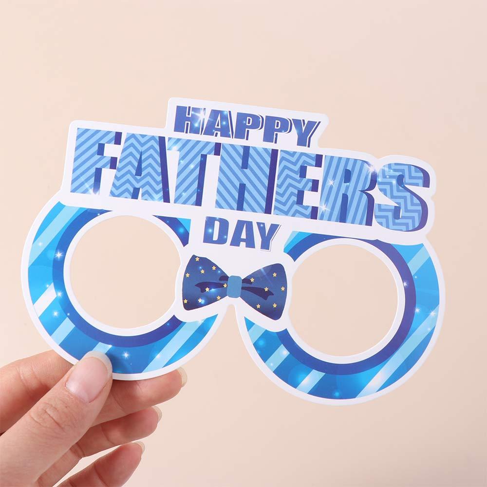 30pcs Cap Mustache Glasses Father's Day Photo Props Blue Dress Up Costume Mask  Thank You Dad Gift