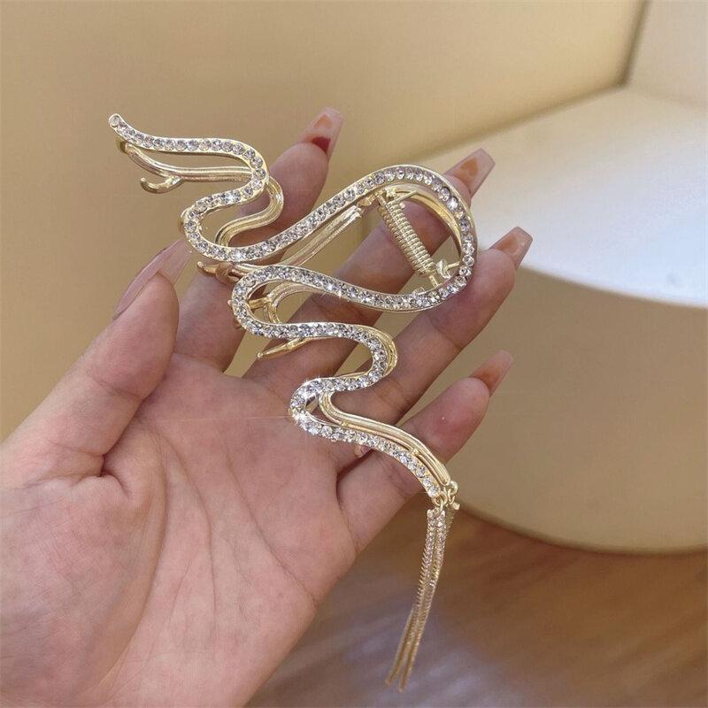 Luxury Hair Pins Tassel Snake Plates Hair Claw Clips Hairpin Large Shark Clip Headdress Hair Accessories Women