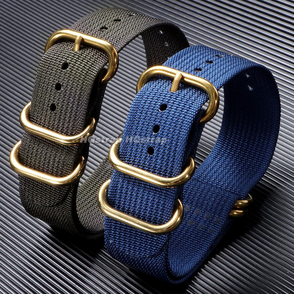 Weave Nylon Strap Gold Silver Black Ring Buckle Ribbed Watchband 18mm 20mm 22mm 24mm for Omega Military Braid Sport Men Bracelet