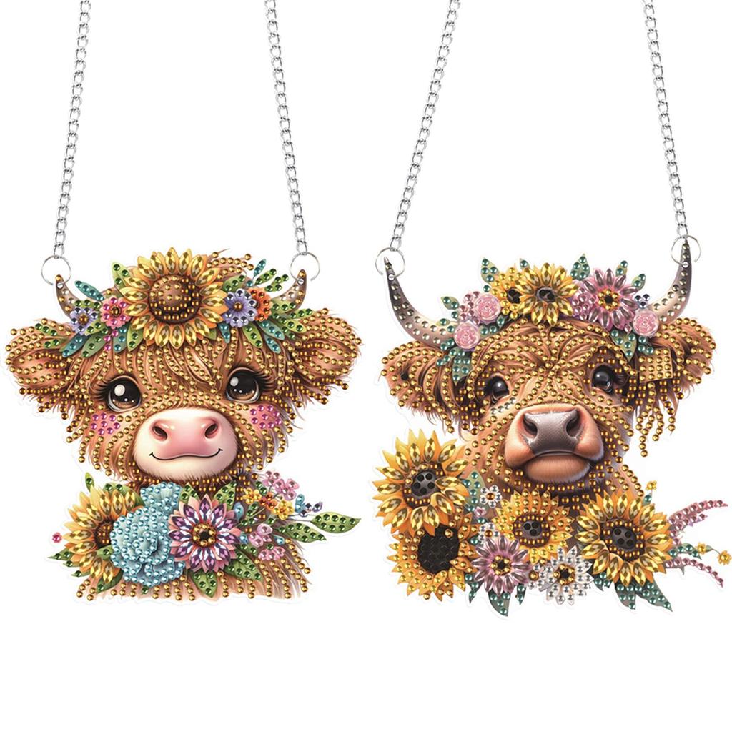 2pcs Animal 2D/Flat DIY Special Shape Rhinestone Diamond Art Window Pendants Diamond Painting Set DIY Home Decor Hanging Charm