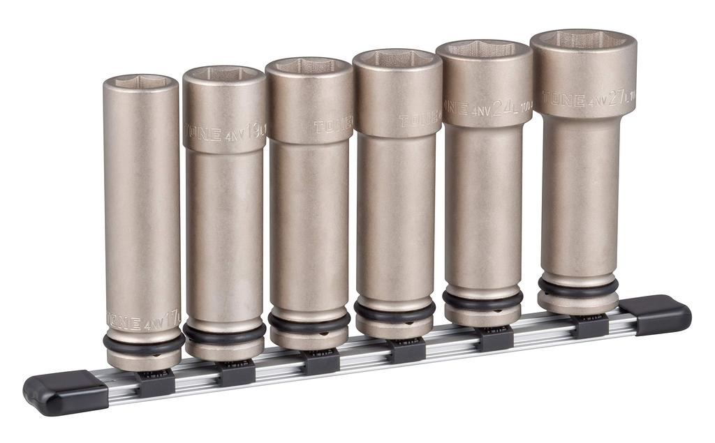 TONE Extra Long Impact Socket Set Includes 6 Sockets (with Holder), HNV406LL, 12.7mm (1/2") Drive,