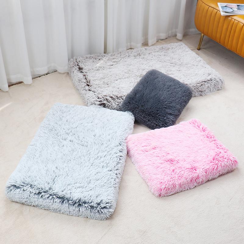 Luxurious Cozy Square Plush Large Dog Bed Thickened Washable Pet Sofa Bed with Non-Slip Detachable Cover Pet Indoor Furniture
