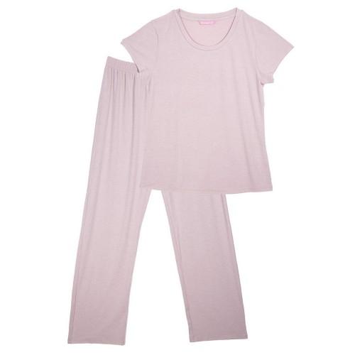 Keanu Dame Viskose Ribbestrikket Loungewear Sett (Pakke med 2)