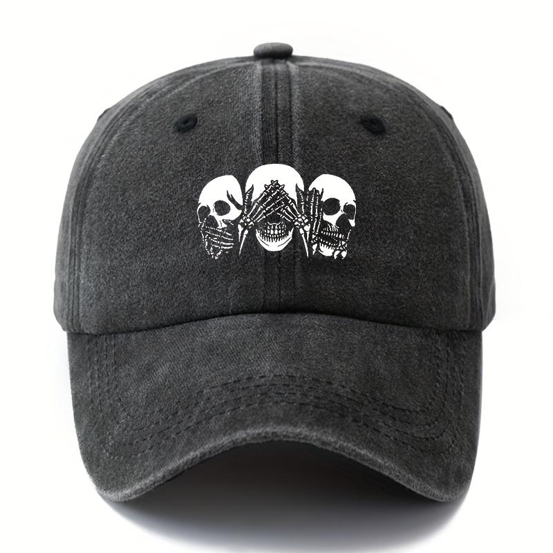 

Unisex Fashionable Versatile Printed Skull Gesture Baseball Cap Lightweight Curved Brim Trucker Baseball Cap чёрный