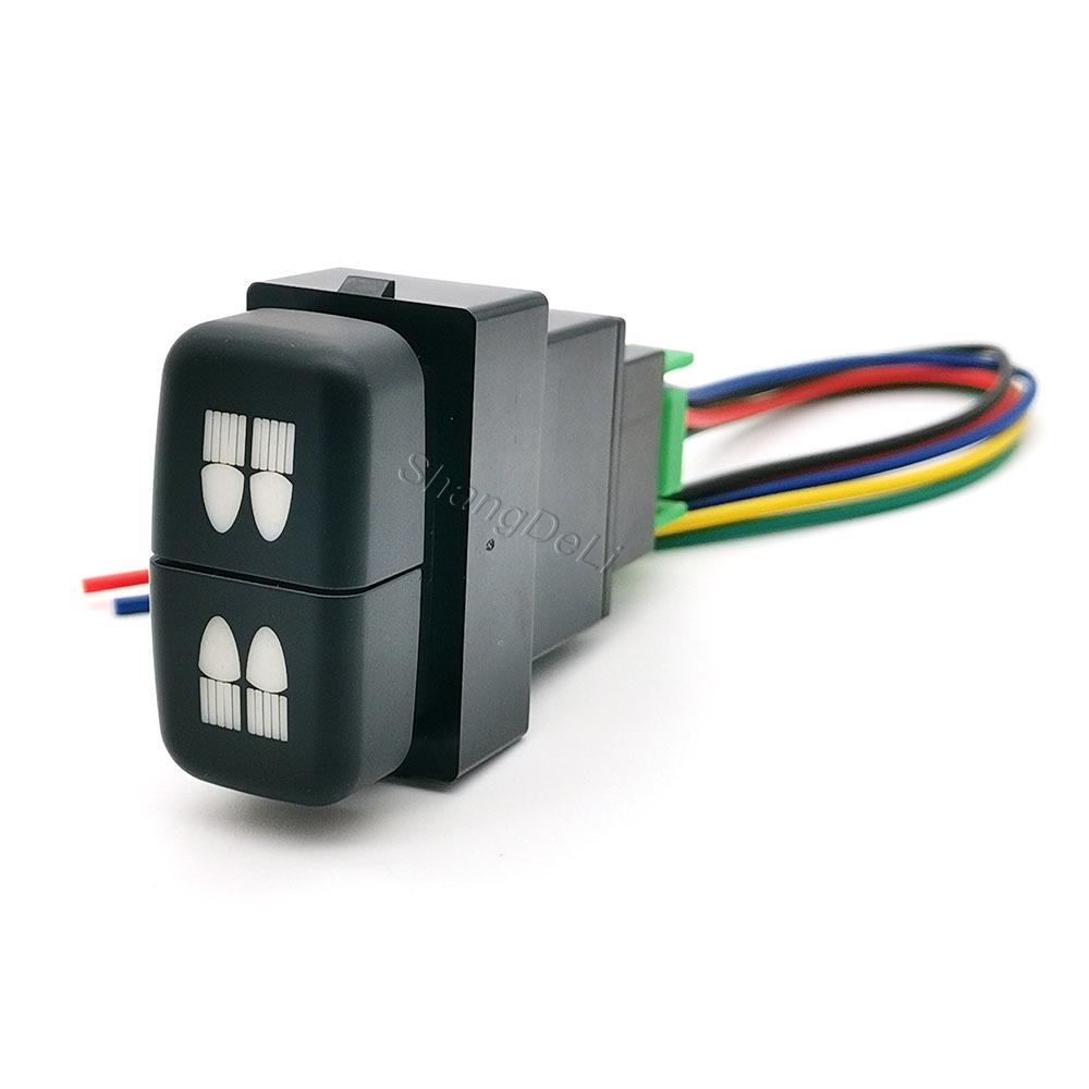 1PC Dual Switch LED Power Fan Front Rear Light Switch Button with wire For Mitsubishi Pajero V73 V93 Lancer Outlander ASX L200