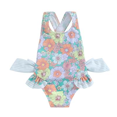 Baby Girl Swimwear 18 24 Months 3 4 5 6 Years Summer Floral Sleeveless Ruffled Monokini Swimsuits for Toddler Bathing Suits Beachwear