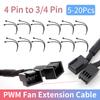 5-20Pcs 1007 24AWG Motherboard CPU PC Cases Fan 4 Pin Extension Y Splitter Cable 4 Pin To 3/4 Pin Household Computer Accessories