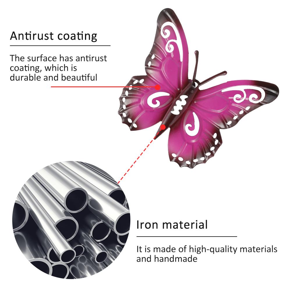 6/12 Stück Metallschmetterling Wandkunst Hängende Schmetterlingsskulptur Ornamente Garten Hof Schuppen Dekoration für Innen Außen Wände Zäune
