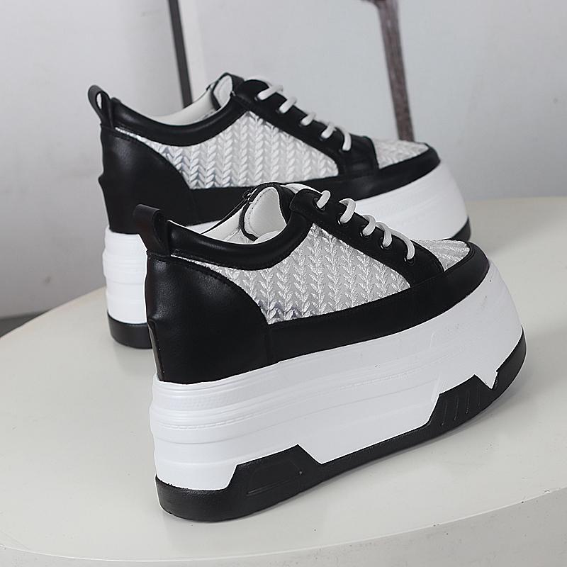 Fashion 10CM 12CM  Air Mesh  Platform Wedge Flats Hollow Chunky Sneaker Breathable Comfy Women Sandals Slides Summer Shoes