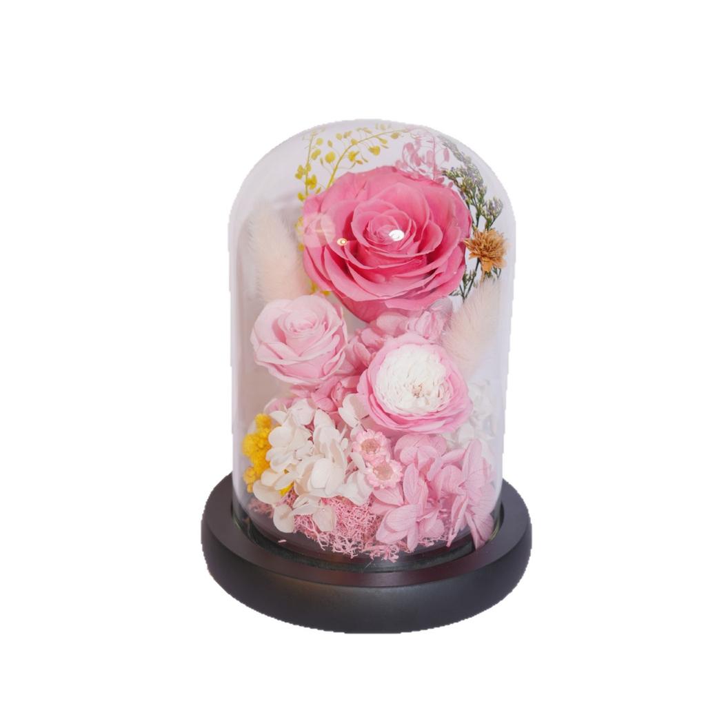 Rose immortal flower glass cover gift box ornament immortal flower gift acrylic immortal flower gift box finished product in stock