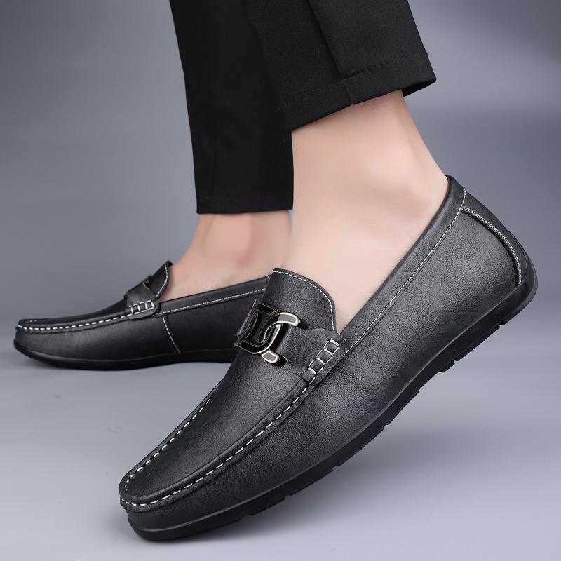 Fashion Slipon Office Flats New Male Leisure Walk Moccasins Genuine Leather Man Loafers Handmade Dress Casual Shoes for Men Boat Shoes