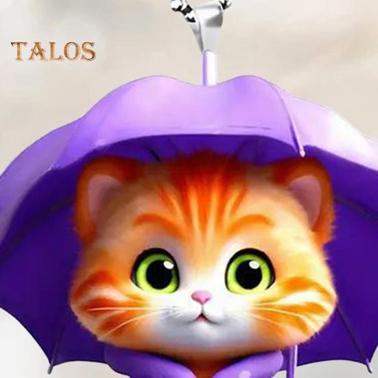 Umbrella Cat Pendant Car Rearview Mirror Charm Kitten 2D Acrylic Car Ornament Cartoon Hanging Decoration for Car Interior Home Window Keys