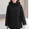 Women Middle‑Aged Winter Padded Coat Detachable Hood Embroidery Warm Quilted Jacket XL‑5XL