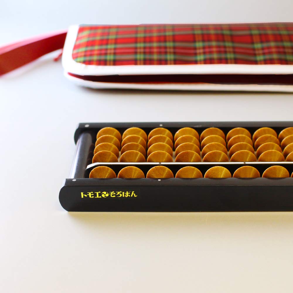 Tomoe Abacus with Case, 4 Beads, 23 Digits, Red Abacus Case, FG3352
