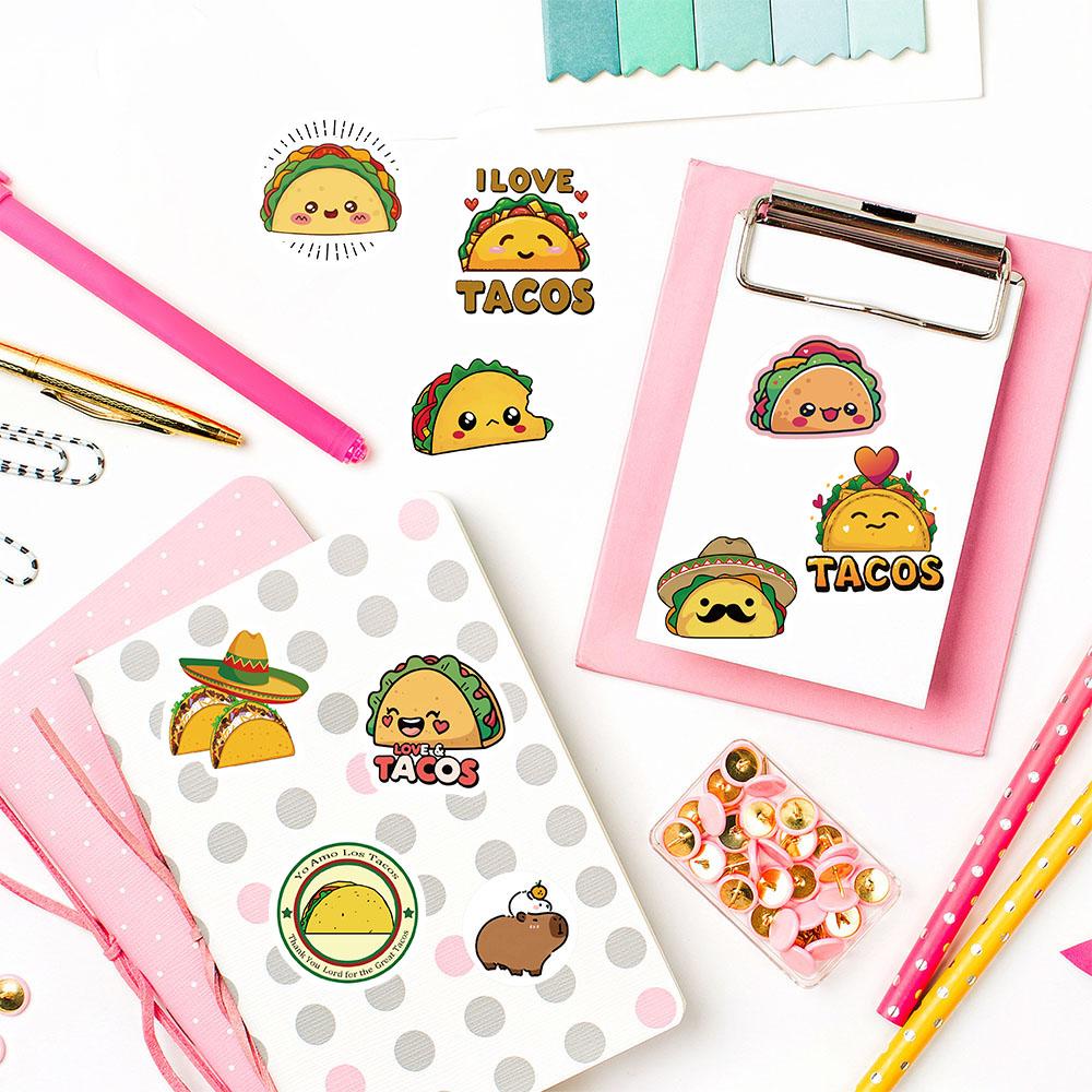500PCS Taco Roll Stickers Nostalgia Harajuku Streetwear Scrapbooking Coffee Phone Casual Skateboard Fashion Aesthetic Sticker