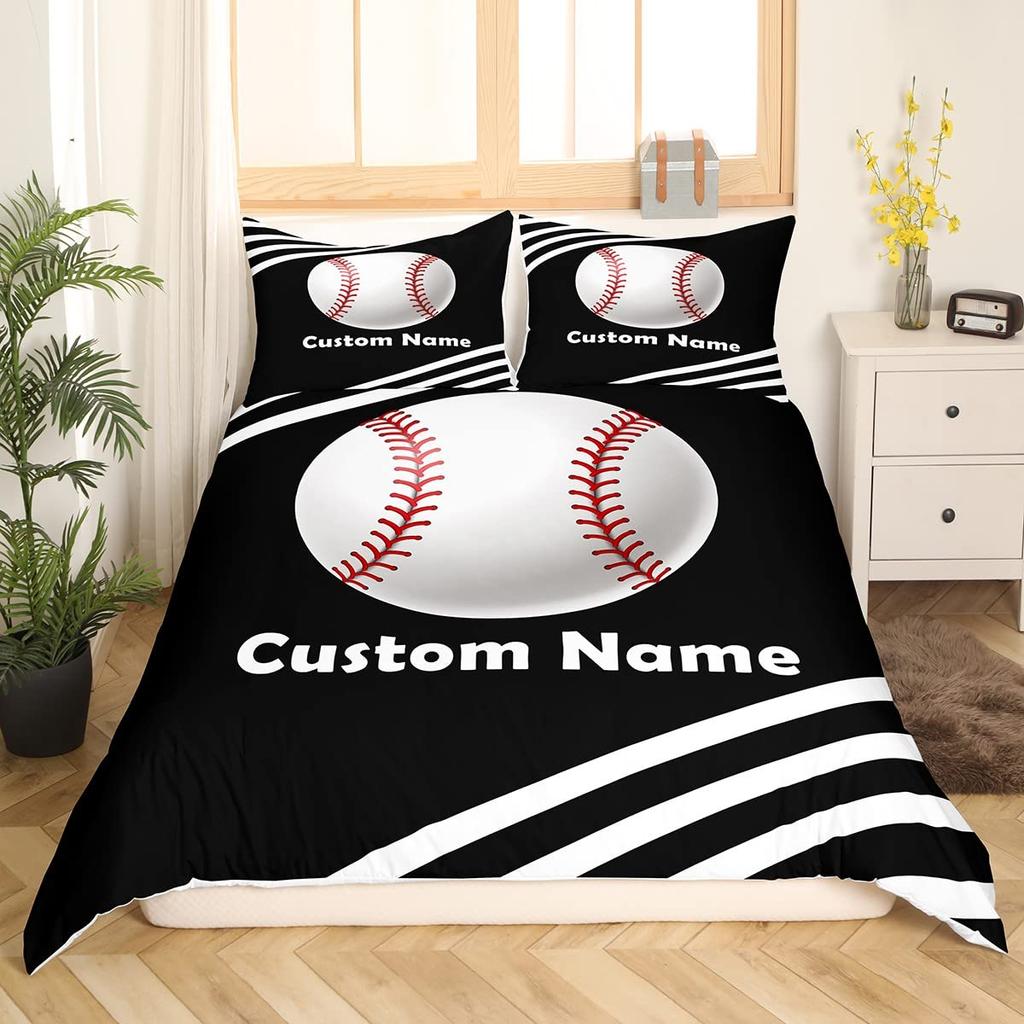 Name Soccer Duvet Cover For Boys Teens Blue Flame Soccer Bedding Collection Personalized Sports Comforter Cover Bedroom Decor