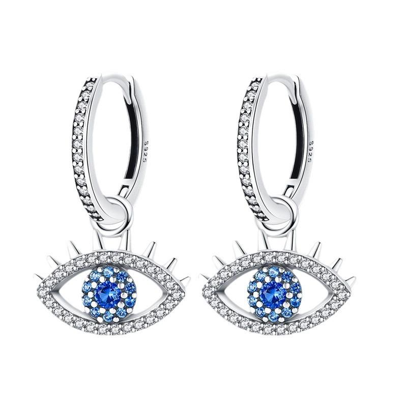 S9 Sterling Silver Blue Travel Magic Eye Earrings Earrings European Premium Beauty