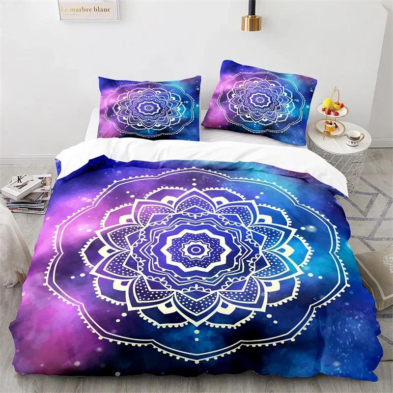 Psychedelic Mandala Duvet Cover Microfiber Bohemian Floral Bedding Set Twin Queen King For Kids Teen Boho Floral Comforter Cover