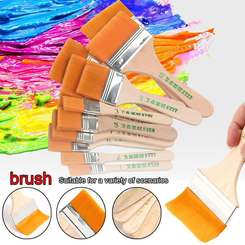 5/10/12pcs/Set Memory Nylon Paint Brushes for Acrylic/Oil/Watercolor Drawing Wooden Synthetic Bristles Easy To Clean BBQ Brush