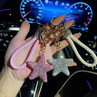 Car Keychain Full of Diamond Fawziya Star Keychain Valentine's Day Keychain Bag Pendant Bling Rhinestone Heart Charm for Women