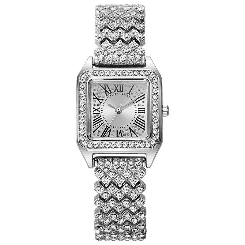 New Fashion Luxury Woman Gold Crystal Watch Women Square Wristwatches Ladies Stainless Steel Casual Quartz Watches Reloj Mujer