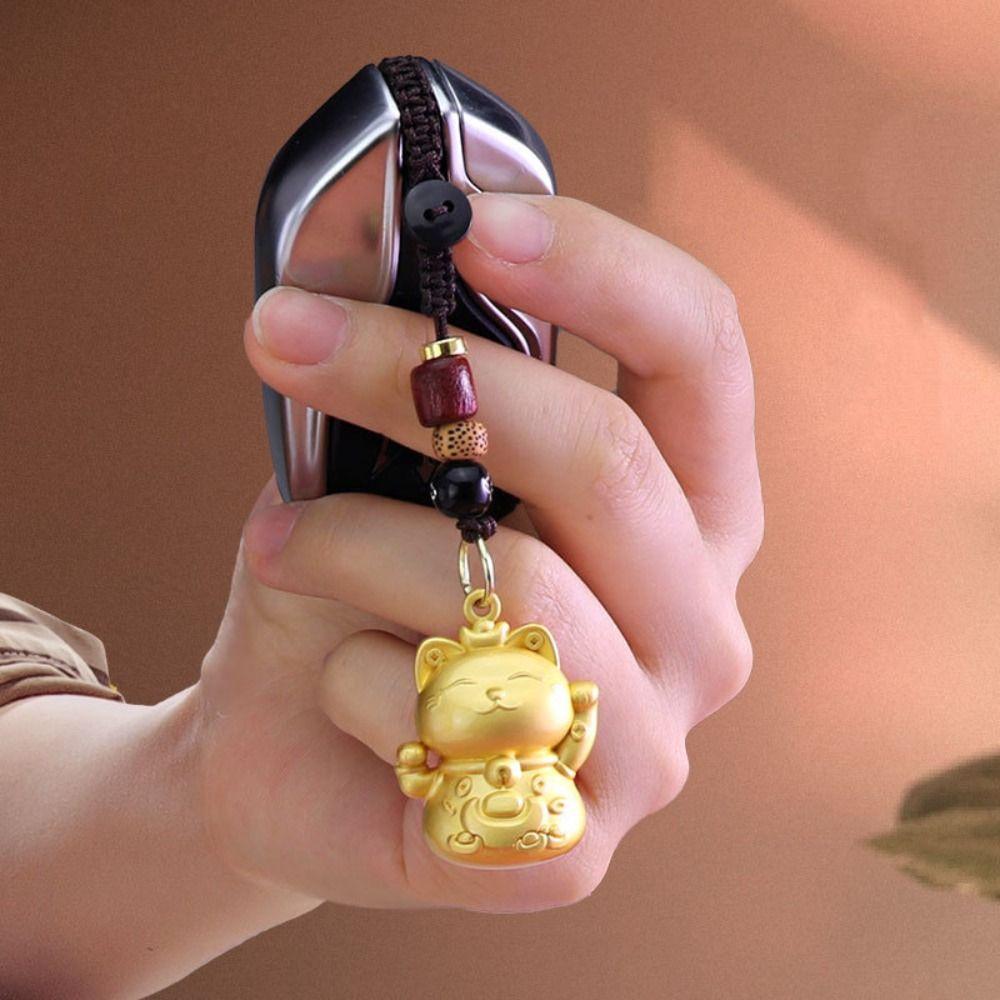 Cartoon Cat Keychain Zinc Zinc Zinc Alloy Cat Bag Pendant Cute Maneki Neko Key Chain  Male