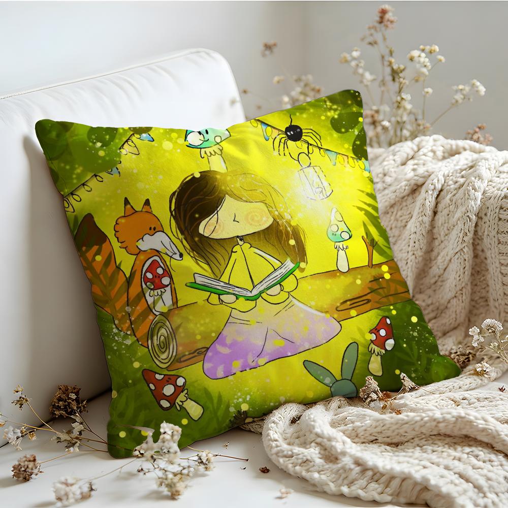 Cushion Cover Linen SkinFriendly Soft Decorative Case For Sofa Home Decor Kwaii Anime Cute MyMymyberries Art Pillow Cover