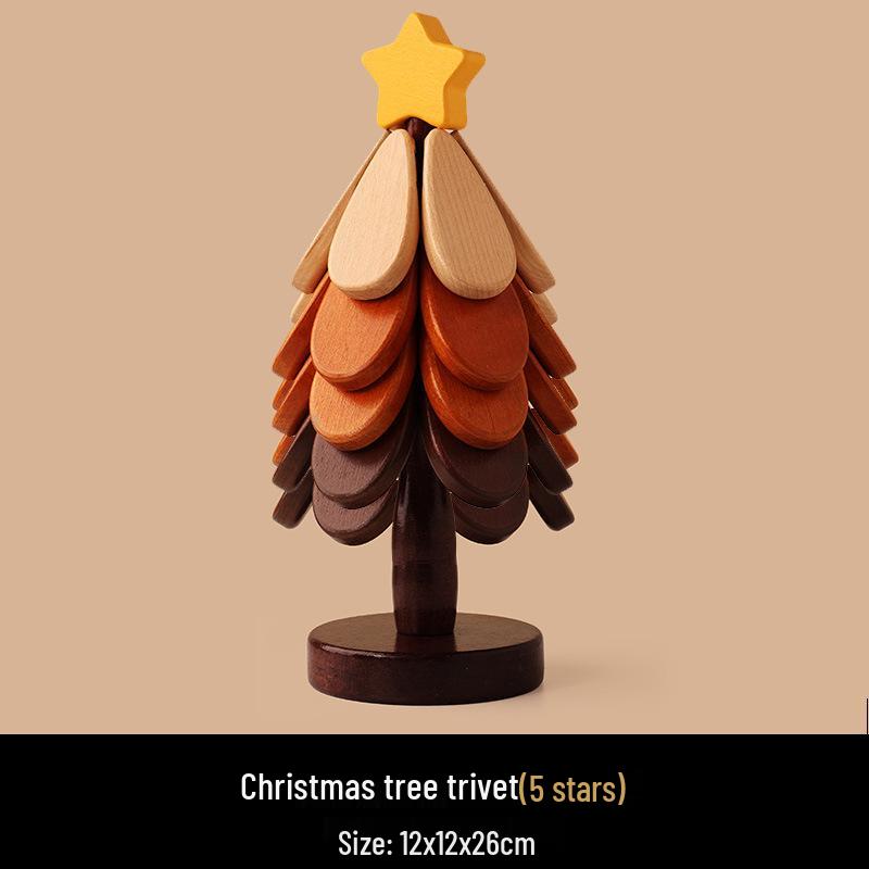 Luxury Christmas Tree Wood Insulated Pot Pad & Coaster Set