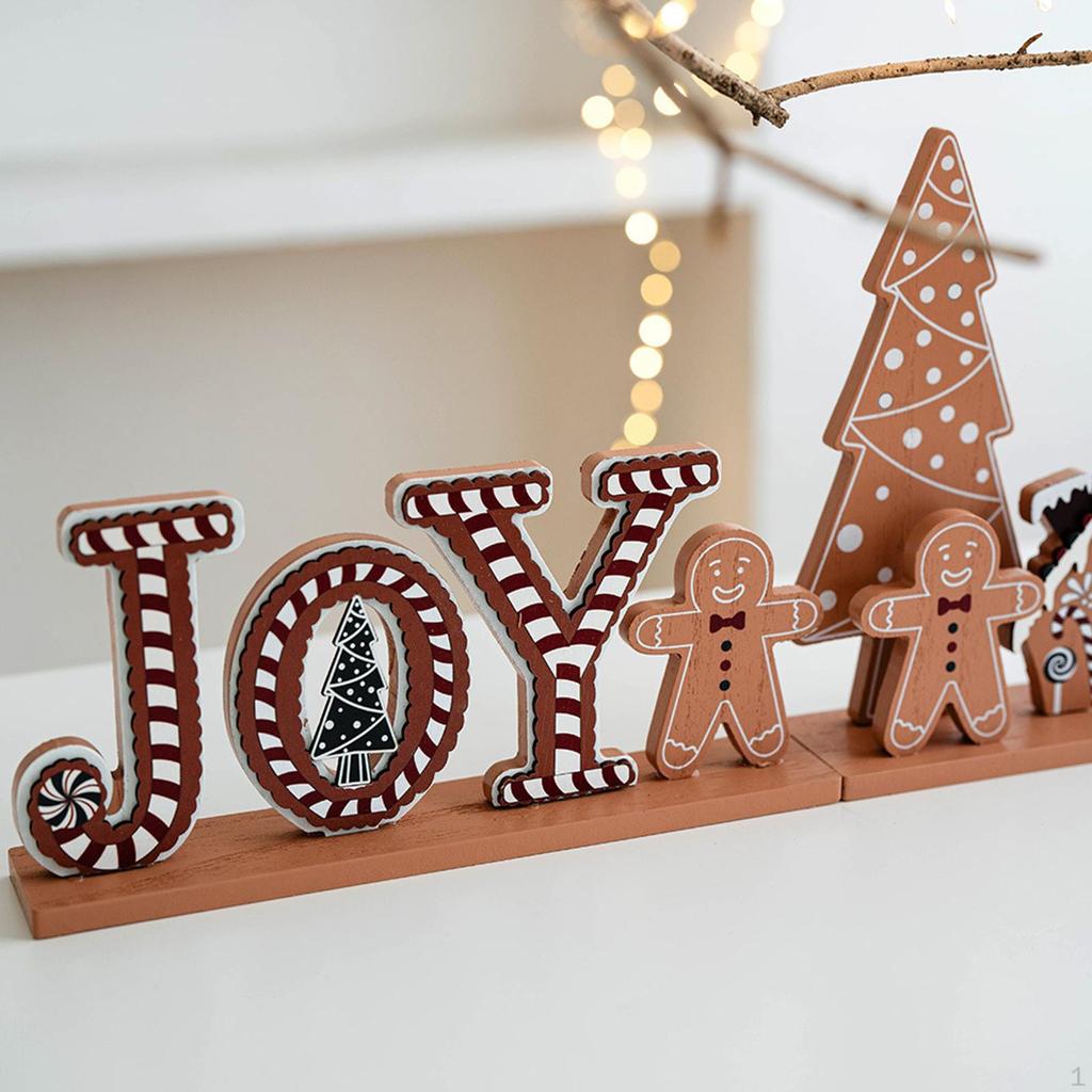 Christmas Wooden Table Decoration Figure Centerpiece Ornament Gingerbread Man Statue for Xmas Dinner