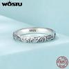 WOSTU Vintage 925 Sterling Silber Vintage Muster Ring für Frauen Einfacher Stil Silber Retro Ring Edlen Schmuck Geschenk