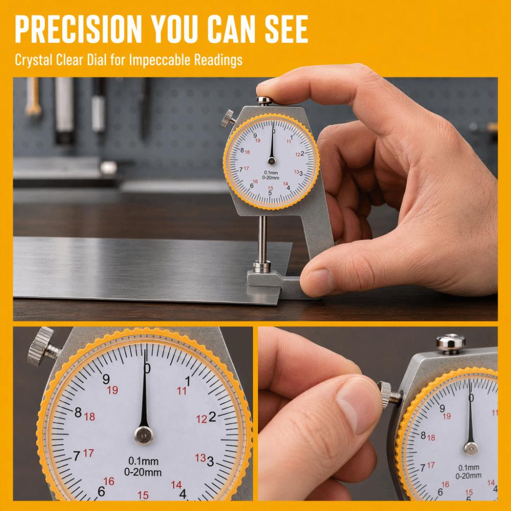 Flat Head Thickness Gauge 0-20mm Range Metal Gauge Tool Leather Thickness Gauge For Jewelry