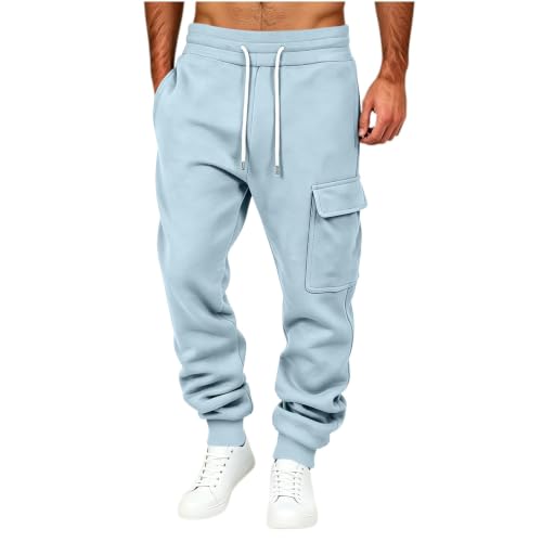 Men's Casual Color Jogger Sweatpants with Elastic Waist and Pockets