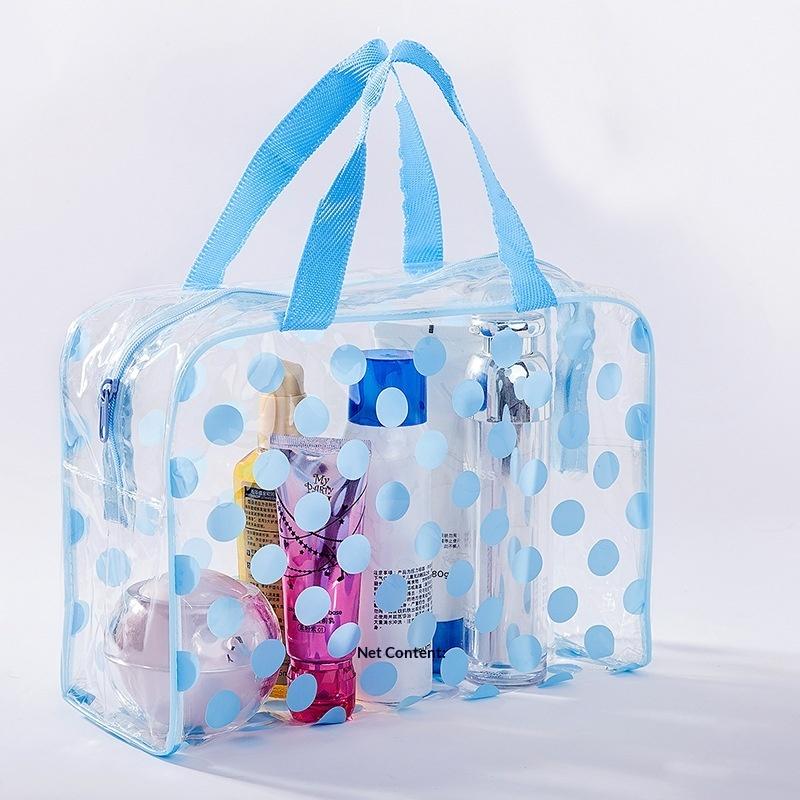 Bolsa de Maquillaje Transparente con Lunares para Mujer Bolsa Cosmética de PVC Impermeable Bolsa de Almacenamiento Portátil para Mujer Neceser para Artículos de Aseo Femenino
